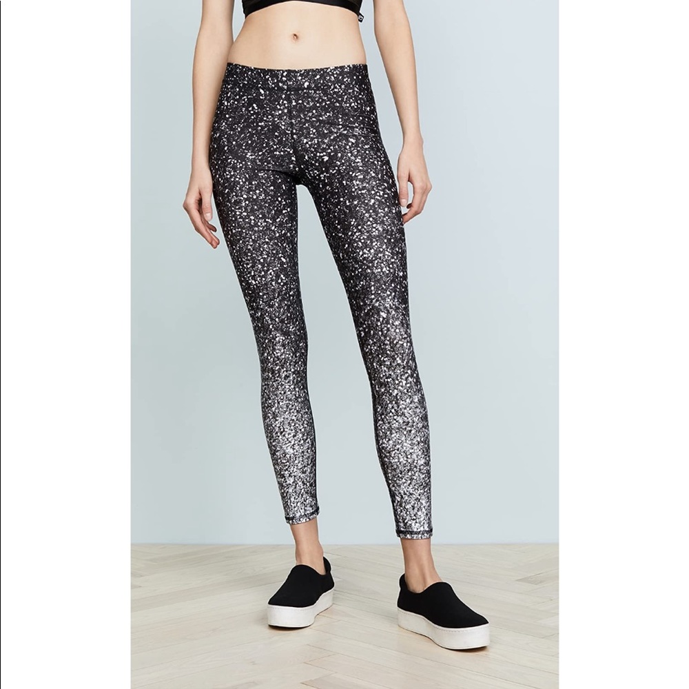 Terez Black and White Glitter Performance Leggings